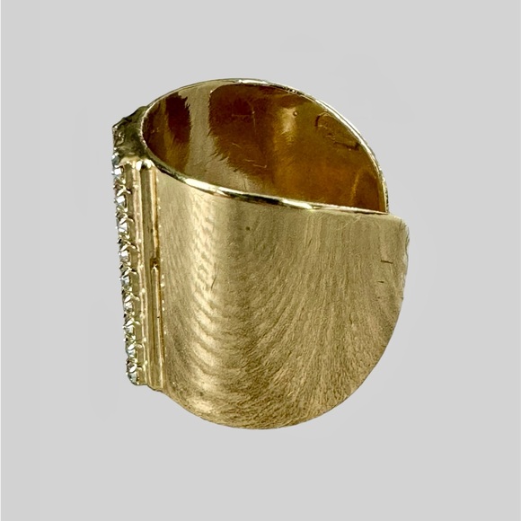 Sorrelli Elegant Crystal Rhinestone Rows Cuff Ring with Gold Tone Finish - Picture 3 of 5